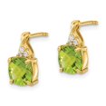 thumbnail image 2 of Auriga Fine jewelry 14K Yellow Gold Peridot Diamond Drop Stud Earrings for Women (L- 0.52 inch, W- 0.27 inch), 2 of 5