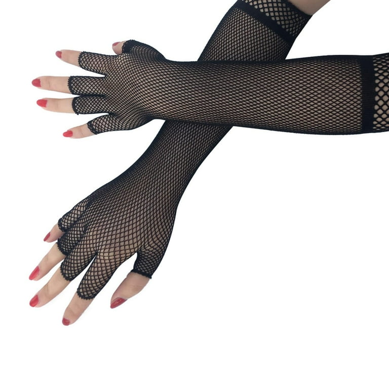 black long gloves fancy dress Iridescent Long Gloves With Sleeves Black