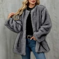 thumbnail image 3 of qucoqpe Winter Coats Clothing for Women Ladies Elegant Warm Faux Furry Outwear Jacket, 3 of 5
