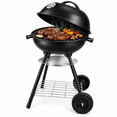 thumbnail image 1 of Asador de Carbon Redondo con Tapa y Ruedas Parrilla BBQ de Acero para Jardin Patio Terraza y Camping Asador Portatil Negro, 1 of 10