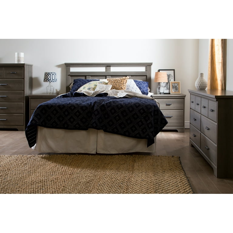 South Shore Versa 6 Drawer Double Dresser and 2 Drawer Nightstand Gray