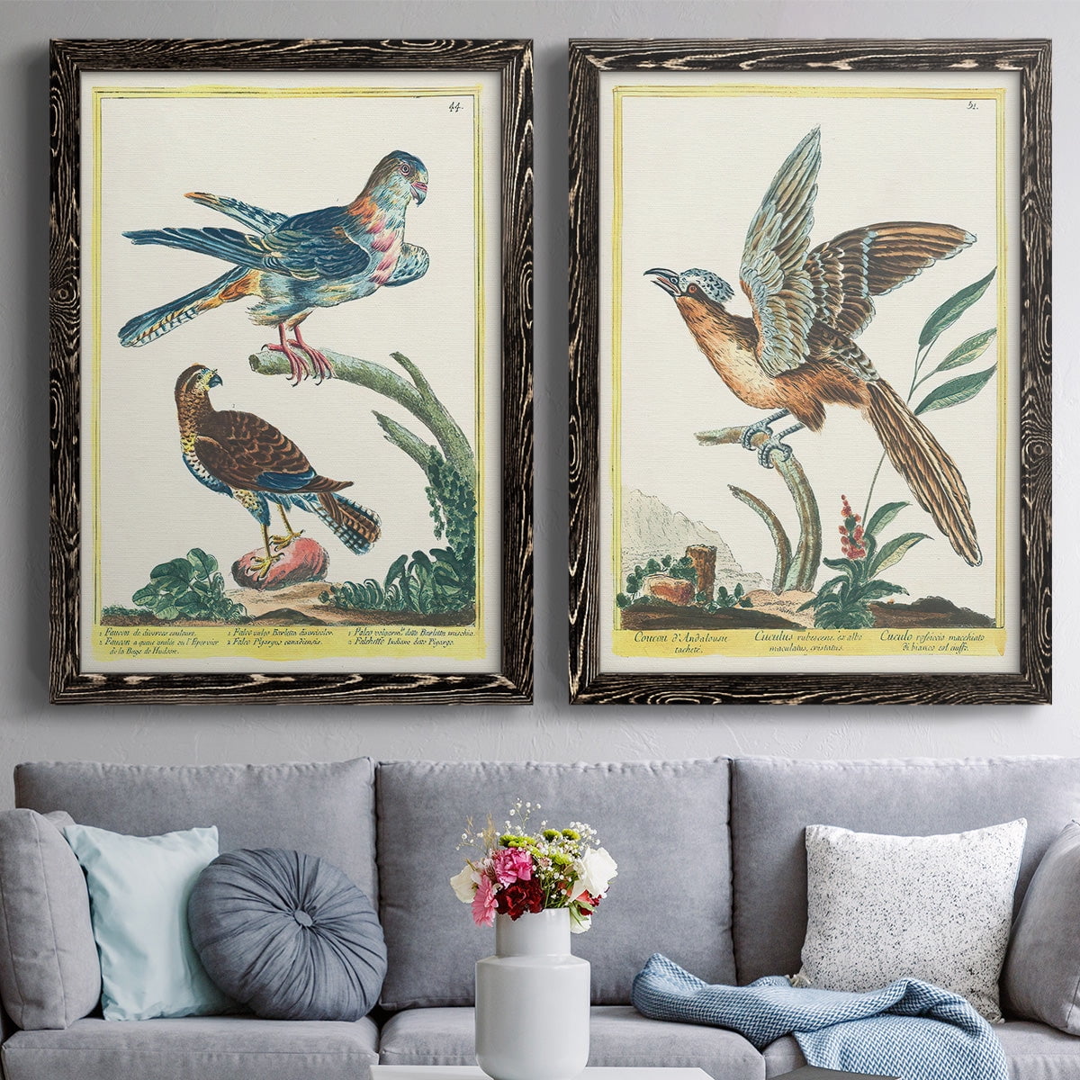 Pastel Birds III - Premium Framed Canvas 2 Piece Set - Ready to Hang