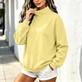 thumbnail image 2 of Lenpel Sweatshirts for Women Fall Mock Neck Long Sleeve Tops Oversized Solid Color Casual Loose Warm Pullover(Yellow,X-Large), 2 of 7