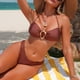 thumbnail image 4 of Traje de baño de 2 piezas para mujer, trajes de baño para mujer, bikini de mujer con escote en V y tirantes, traje de baño dividido para nadar, traje de baño de nailon para mujer, 4 of 7