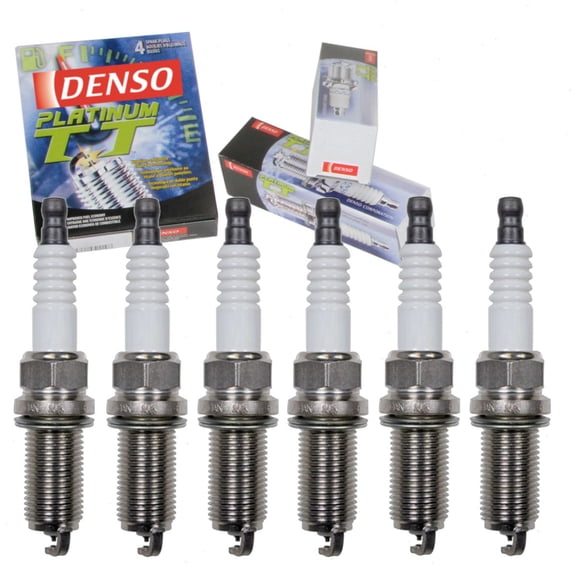 6 pc DENSO Platinum TT Spark Plugs compatible with Hyundai Santa Fe 2.7L V6 2007-2009