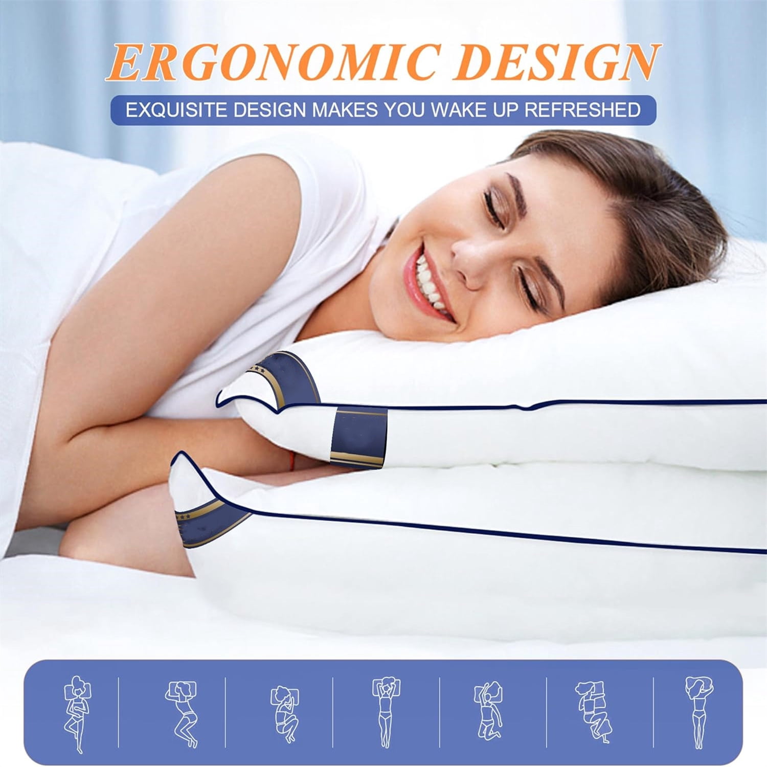 Supportive Firm Bed Pillows for Sleeping- King Size, Set of 2, Cooling Hotel Quality with Premium Soft Down Alternative Fill for Back, Stomach or Side Sleepers, 20''x34''