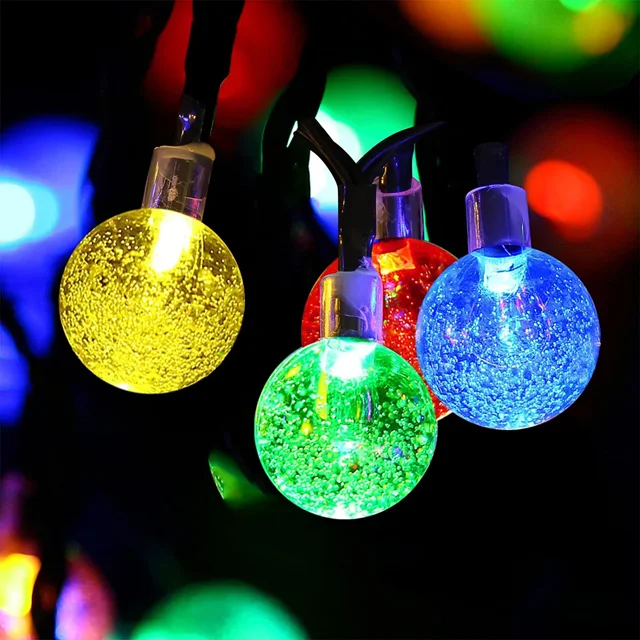 Guirnalda de luces solares para exteriores de 11 m y 60 LED, resistente al agua IP65, con 8 modos multicolor, luces decorativas para jardín, terraza, patio, casa, Navidad y boda.