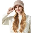 thumbnail image 2 of Womens Winter Hat Warm Knit Hat Slouchy Beanie Cap with Brim, Fleece Lined Ear Protection Beret Hat Newsboy Cap, Winter Gifts Outdoor Daily Adjustable 21.7 - 23.6 Inch, 2 of 7