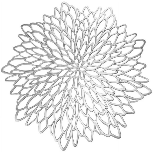 manteles individuales redondos plateados, manteles individuales de vinilo ahuecados para decoración de mesa de cocina, decoración de vestidos de novia, decoración de centro de mesa, manteles individua