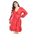 thumbnail image 1 of Vestido de satin envolvente Roman Fashion /Tallas Extras, 4351 (Rojo) rojo 36, 1 of 6