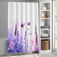 thumbnail image 3 of Purple Blue Lavender Fabric Shower Curtain Flowers Butterfly Washable Shower Curtains for Bathroom, Waterproof Bath Curtain with Hooks Home Decor 36x72in, 3 of 8