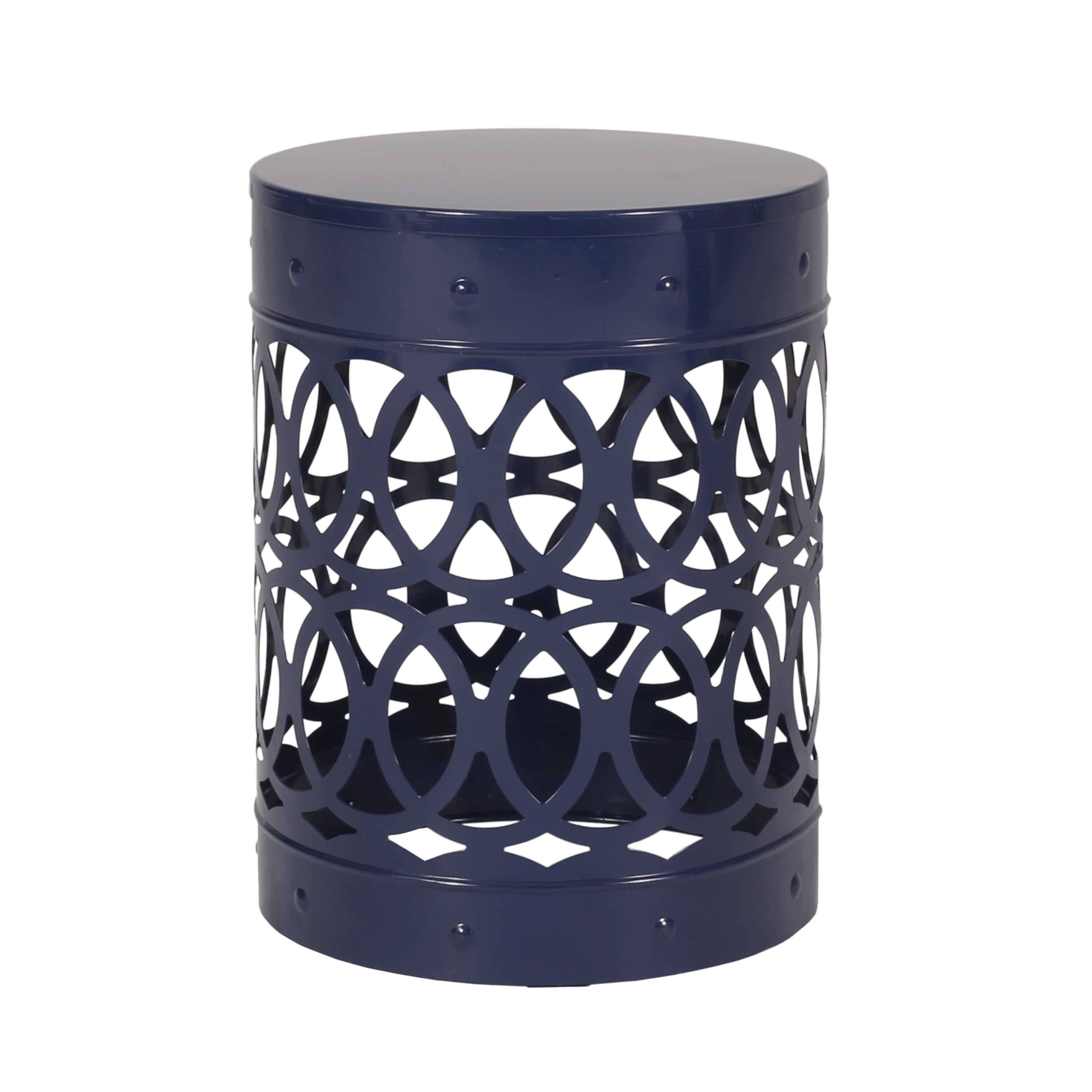 Leumius Outdoor Metal End Table All-Metal End Table Modern Accent Table for Patio/Outdoor,13.75" x 13.75" x 18",Navy Blue
