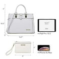 thumbnail image 6 of Women's Handbag Flap-over Belt Shoulder Bag Top Handle Tote Satchel Purse Work Bag w/Matching Wristlet, 6 of 8