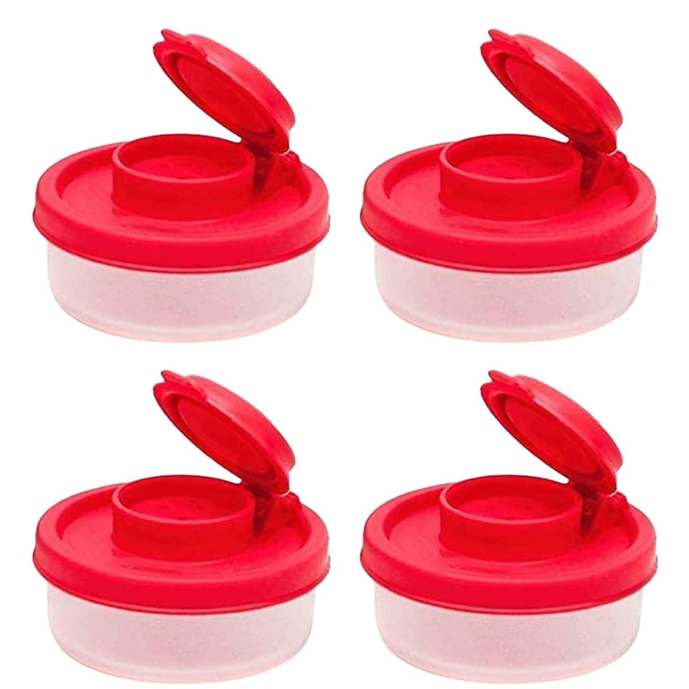 Salt and Pepper Shakers Moisture Proof Salt Shaker with Red Covers Lids