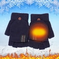 thumbnail image 2 of Gants Convertibles Chauds Tricotés pour Hommes avec Demi-Doigt Design Convertible Sans Doigts pour Activités Extérieures, 2 of 4