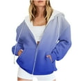 thumbnail image 3 of Pxxlle Trendy Hoodies for Women Plus Size Zip Up Hooded Sweatshirt Gradient Graphic Hooded Jacket Fall Winter Long Sleeve Sweatshirts with Pockets Blue L, 3 of 7