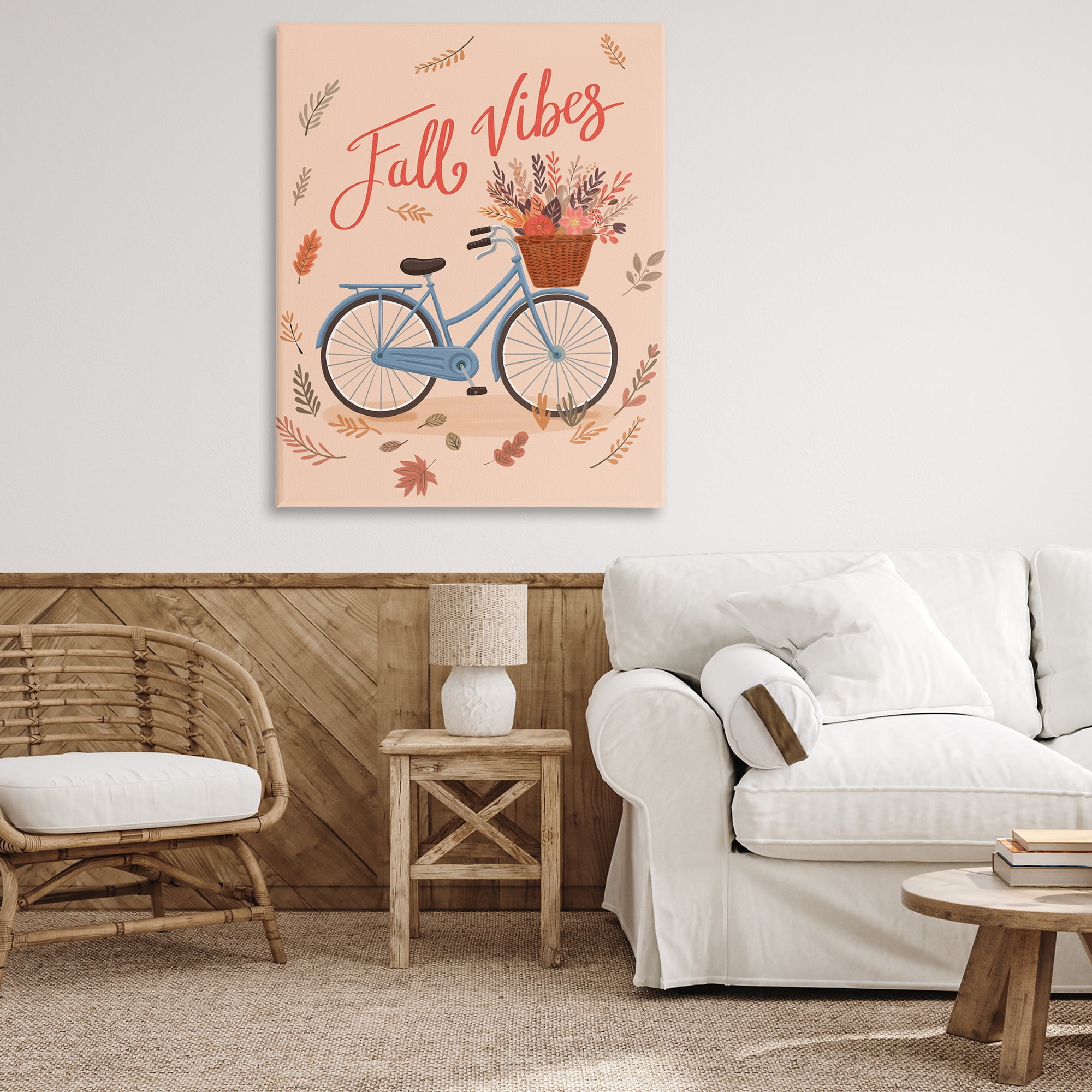 Stupell Industries Fall Vibes Bicycle Transportation Painting Wrapped Canvas Art Print Wall Art, 36 x 48