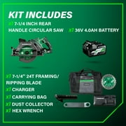 Metabo HPT 36V Cordless Circular Saw, 7-1/4-In, C3607DWA