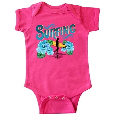 

Inktastic I Love Surfing with Hawaiian Flowers Gift Baby Boy or Baby Girl Bodysuit