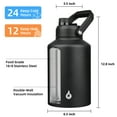 thumbnail image 2 of BJPKPK 128oz Insulated Water Bottle with Wide Mouth, One Gallon Stainless Steel Water Bottle with Handle, One Gallon Water Jug for Sports, Travel, Midnight Black, 2 of 5