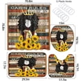 thumbnail image 4 of FMSHPON Boho Sunflower Girl 4 Piece Bathroom Set Shower Curtain Bath Rug Contour Mat and Toilet Lid Cover, 4 of 8