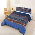 thumbnail image 2 of jejeloiu Bold Border King Size Comforter Sets For Men Women,Tribal Print Comforters King Size,Blue Orange,Navy Blue Reversible,3pcs,1 Comforter and 2 Pillowcases, 2 of 7