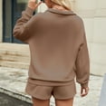 thumbnail image 6 of Kmdttou Up to 30% off! Women's Solid Color Half Zipper Lapel Sweatshirt With Pocket And Short Pants Two-piece Set on Clearance!, 6 of 7