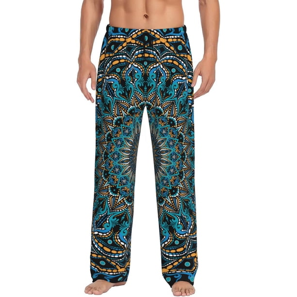 Fotbe Mandala Pantalones de Pijama para Hombre, Pantalones de Dormir, Pantalones de Casa con Cintura Ajustable y Bolsillos-Small