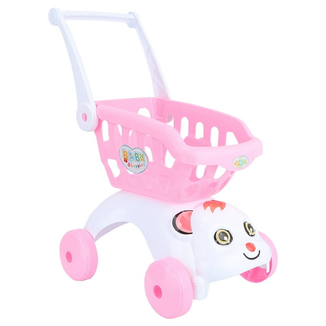 Minkissy Kids Shopping Cart Pink Mini Plastic Trolley for Kid Use Durable Safe Play促进Creative Expression远离Screen Time