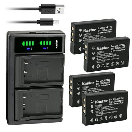 Image of Kastar 4-Pack Battery and LTD2 USB Charger Replacement for Ordro HDV-D9 HDV-D9II HDV-D10 HDV-D80 HDV-D80S HDV-D100 HDV-D200 HDV-D300 HDV-D320 HDV-D325 HDV-D395 HDV-V7 HDV-V7 PLUS Cameras