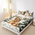 thumbnail image 4 of Homewish Cartoon Puppy Dog Twin Sheet Sets,Winter Pine Tree Twin Fitted Sheet,Gold Xmas Tree Flat Sheet For Boys Kids,Breathable Home Decor,3 Pieces, 4 of 7
