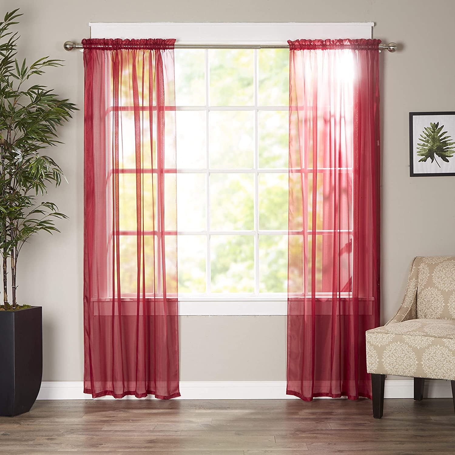 Elegant Comfort Luxury Sheer Curtains, 60 Inch Long Curtain Panels