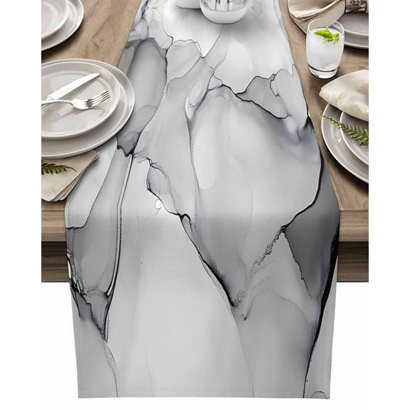 Table Runner Abstract Gray Painting Table Decoration for Kitchen Dinning Marble Texture Table Decoration for Indoor Outdoor Party Wedding Decor 13x90inch