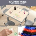 thumbnail image 4 of QinaQin Mesa infantil con 4 sillas, altura ajustable y superficie para dibujar, incluye organizador y patas antiderrapantes, ideal para niños de 2 a 10 años, 4 of 6