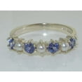 thumbnail image 6 of LBG British Made 10k White Gold Cultured Pearl & Tanzanite Womens Eternity Ring - Size 11.25 - 33 size options, 6 of 7