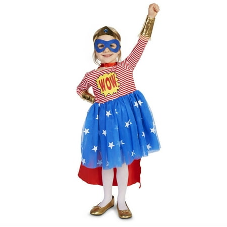 Pop Art Comic Superhero Girl Toddler Halloween Costume, Size 3T-4T