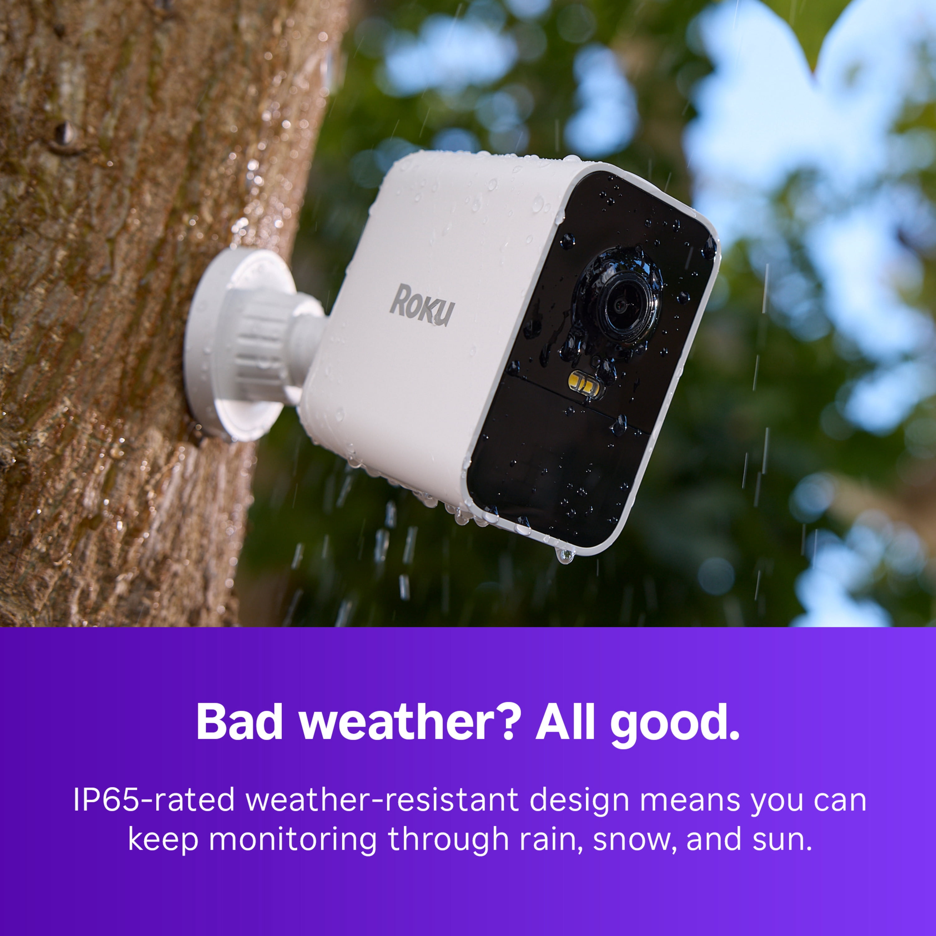 Roku Battery Camera Plus SE for Home Security - New 2025 Weather-Resistant Outdoor & Indoor Wireless Camera & Pet Monitor with 1080p HD & Two-Way Audio - 4x Rechargeable Battery Capacity