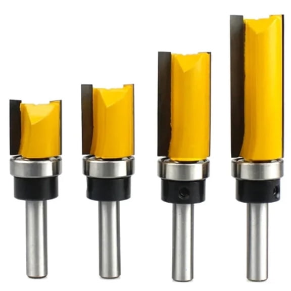 Gamvdout 4PCS 1/4" Shank Woodworking Milling Cutter Profile Trimming Knife Engraving Machine Milling Cutter with Bearing