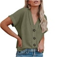 thumbnail image 2 of Chemise Boutonnée d'Été pour Femmes Manches Courtes Décontractée Légère Confortable Col en V Polyester pour Usage Quotidien Rue S m L TG TTG, 2 of 9