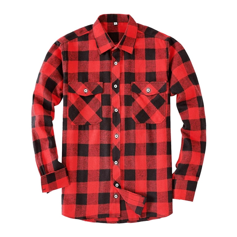 HAOMEILI Men's Plaid Flannel Button-Down Shirt photo 2