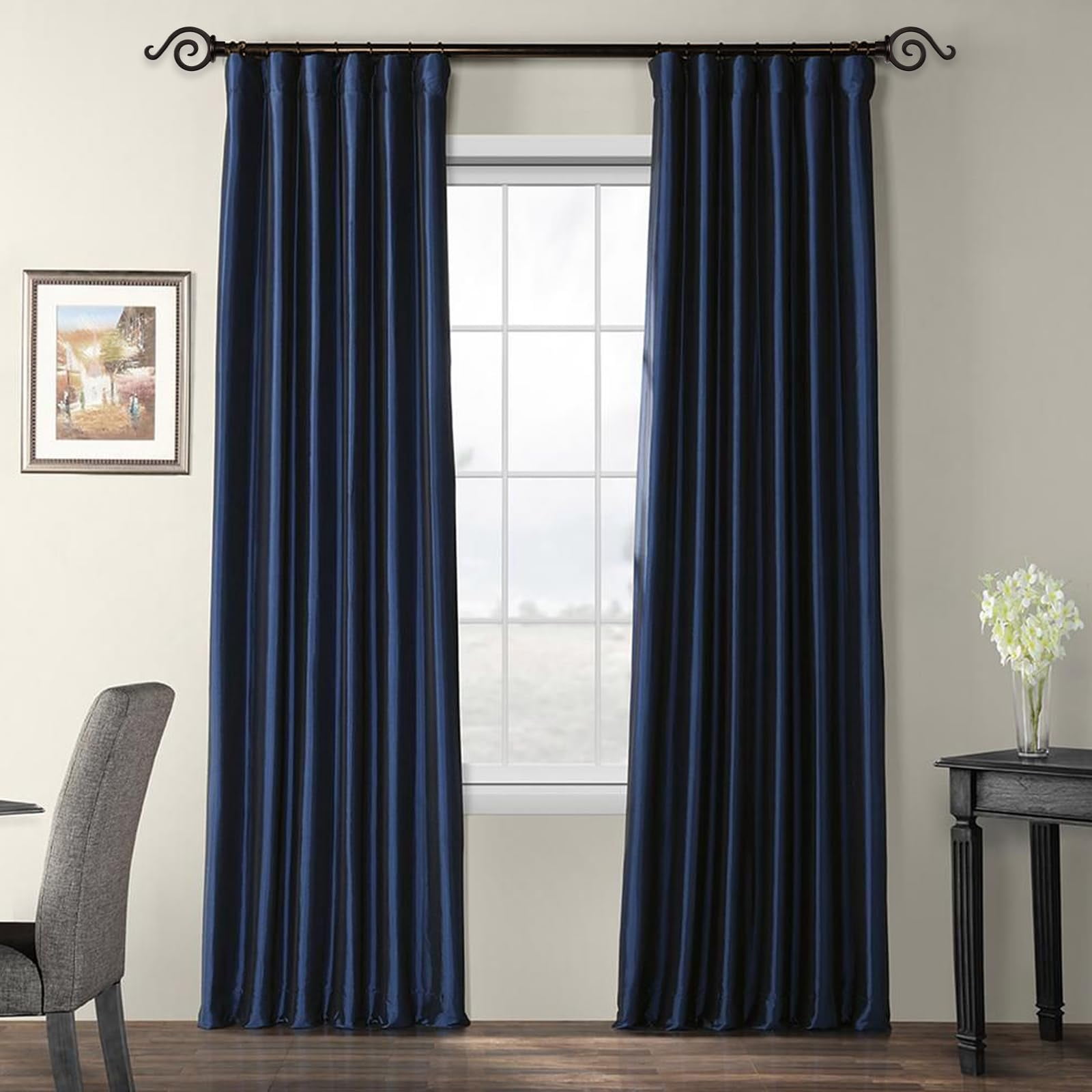Urbanest 3/4" French Scroll Cast Forged Iron Single Curtain Rod – Designer Cast Iron Drapery Hardware with Elegant Finials, Easy-Mount, Heavy-Duty, 28" to 48", Oil-rubbed Bronze (ORB)