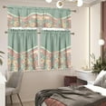 thumbnail image 6 of Green Groovy Flower Kitchen Window Tier Curtain and Valance 3 Pcs,Colorful Boho Hippie Floral Window Curtain for Bedroom，Living Room，Coffee Shop Decor S, 6 of 6