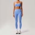thumbnail image 1 of PISONIC Women's 2 Piece Workout Set Color Block Strappy Sports Bra, High Waisted Tummy Control Shorts, Backless Yoga Gym Athletic Outfit, 1 of 9