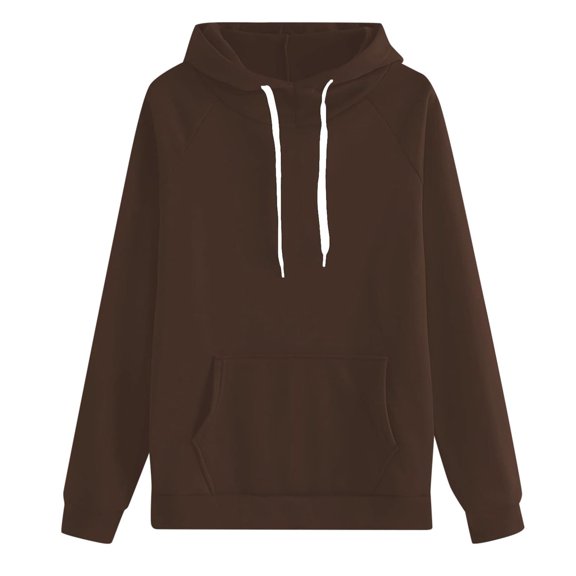 Fgnfyis Women's Casual Hoodie with Pocket Solid Color Pullover Zip Up Hoodie Comfortable Fit Fashionable Streetwear Top for Daily Style Coffee L