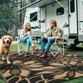 thumbnail image 5 of KUETH 9'x12' Outdoor Rug Waterproof Plastic Reversible Floral Patio Camping Outside Carpet,Black Brown, 5 of 6