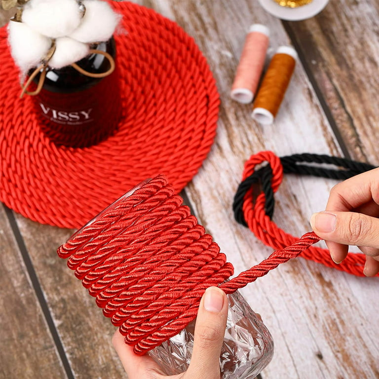 Casewin All Purpose Rope 8 mm 10M - 32 Feet Length Strong Multifunctional  Soft Cotton Rope Natural Twisted Durable Long Ropes(Red) 