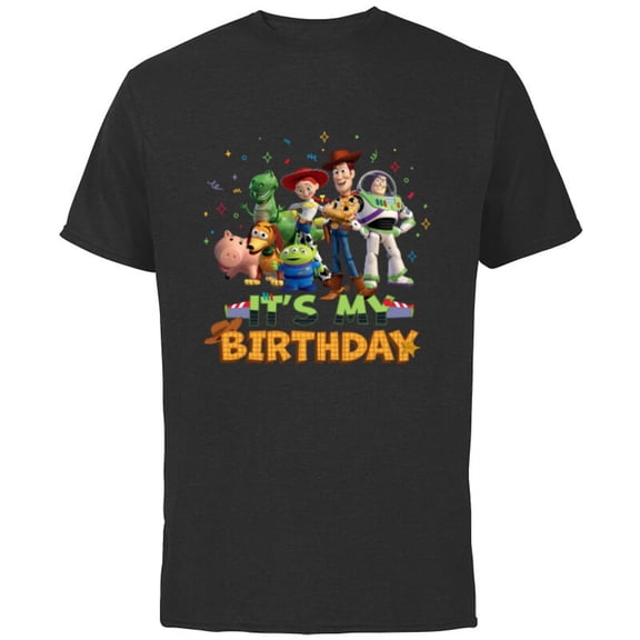 Disney and Pixar’s Toy Story It’s My Birthday Party Matching - Short Sleeve Cotton T-Shirt for Adults - Customized-Black