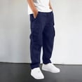 thumbnail image 2 of Dmsael Boys Cargo Pants Drawstring Casual Hiking Pants Joggers Athletic Trousers Cotton Loose Straight Sweatpants for Boy (Navy,5-6 Years), 2 of 6