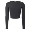 thumbnail image 4 of Made by Olivia Women's Solid Long Sleeve Round Neck Crop T Shirt Top, 4 of 4