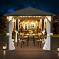 thumbnail image 3 of Aoxun 10x 10 Hardtop Gazebo, Outdoor Aluminum Frame Canopy with Netting and Curtain for Garden, Patio, Lawns, Gray, 3 of 8